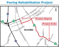 SR-78 Rehabilitation Project Map. For more information, call (619) 688-6670 or email CT.Public.Information.D11@dot.ca.gov