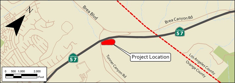 Map of project vicinity showing Tonner Canyon off-ramp loop