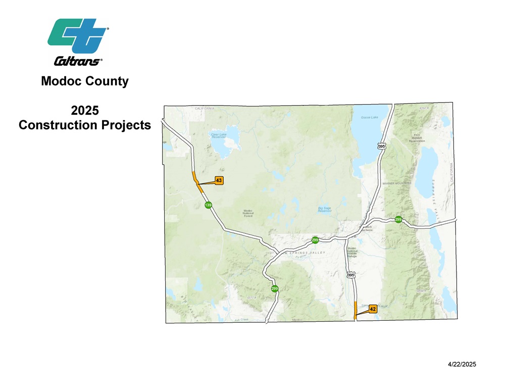 2025 Modoc County Construction Map