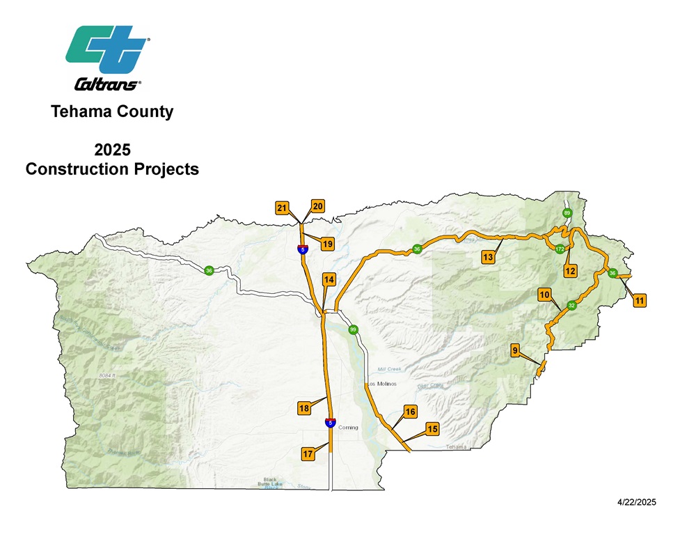 2025 Tehama County Construction Map