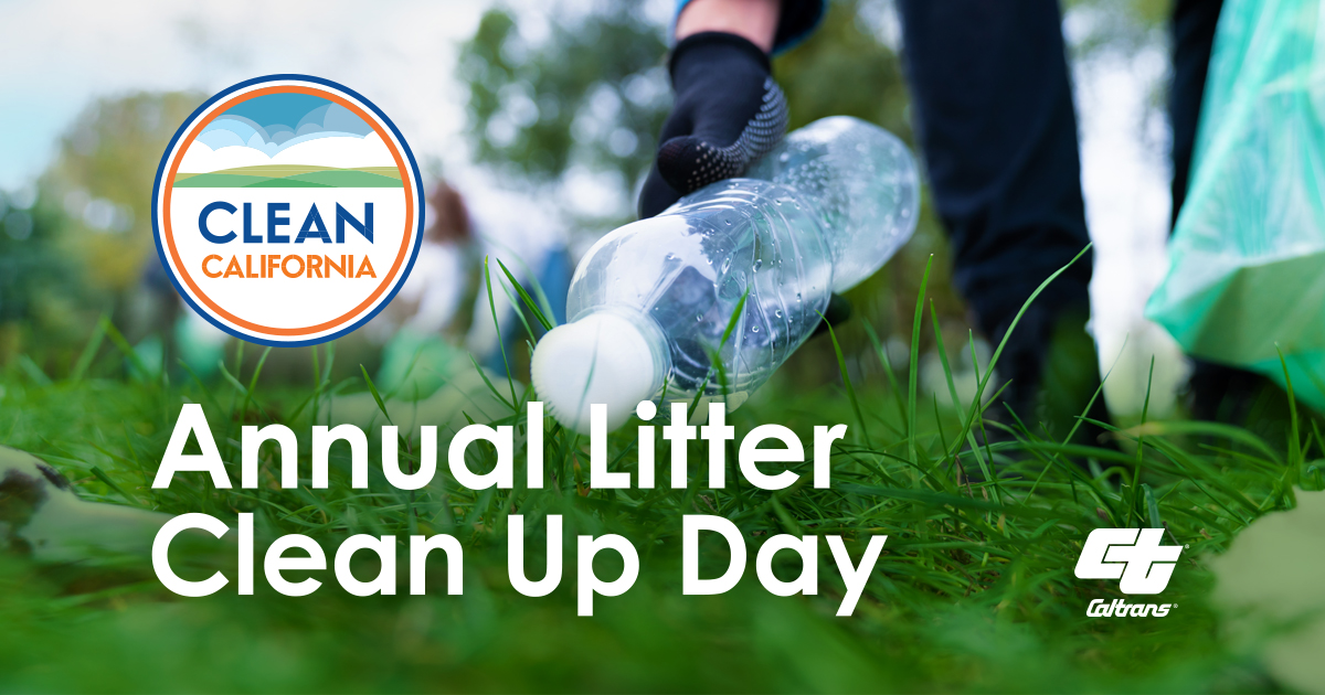 Photo of litter being cleaned up as part of the Clean California Annual Litter Clean Up Day