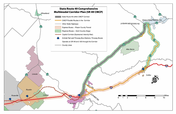 Map of State Route 49 Comprehensive Multimodal Corridor Plan