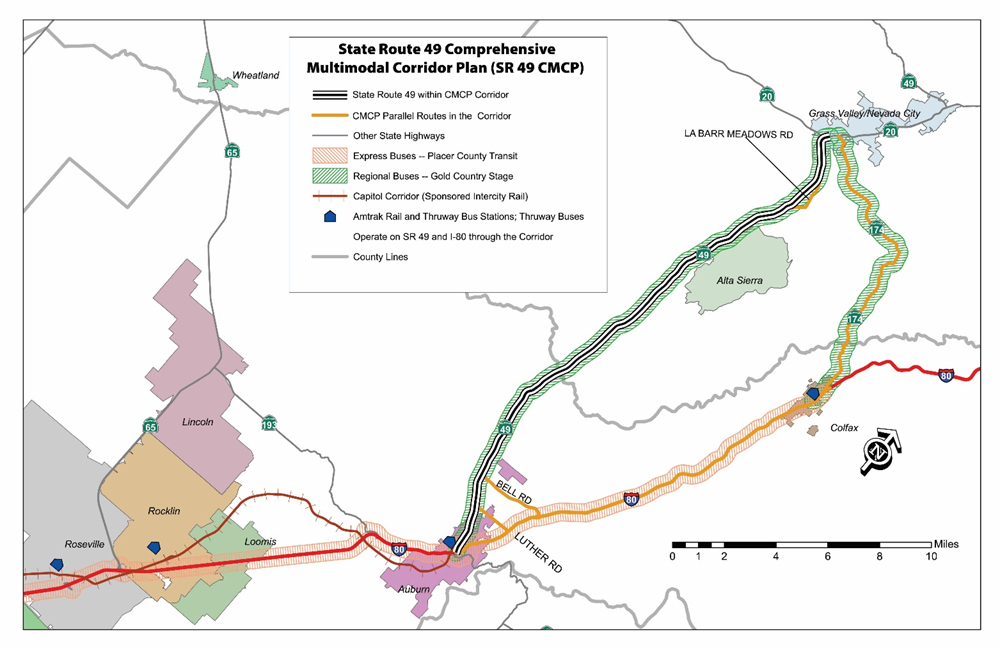 Map of State Route 49 Comprehensive Multimodal Corridor Plan 