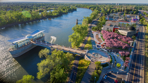 Artist rendering of the Hanami Line Project at Robert T. Matsui Waterfront Park