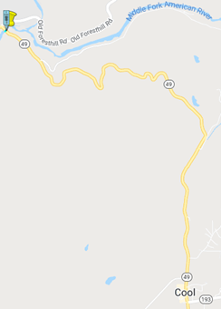 Map of Northbound Highway 49 in the winding canyon area between Cool and North Fork American River Bridge that will be resurfaced 