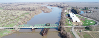 Aerial photo of the Sacramento River bridge on State Route 162 in the Butte City area of Glenn County
