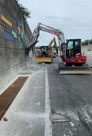 Photo of crews working on the Interstate 5 Corridor Enhancement Project