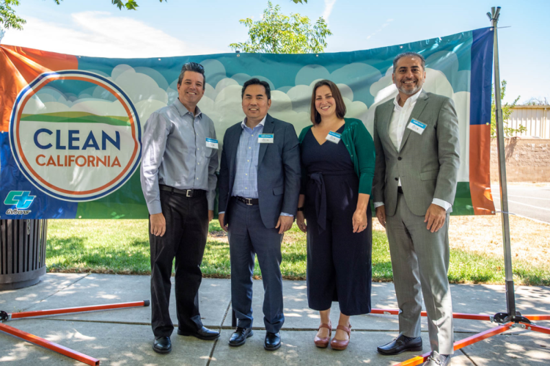 Event Photo: From left to right, Kevin Murphy, Public Information Officer for Caltrans District 3's Clean California Program, Greg Wong, Caltrans District 3 Deputy Director, Dr. Jessica Sanders, Executive Director of the Sacramento Tree Foundation, and Sean Loloee, Sacramento City Council Member from District 2.