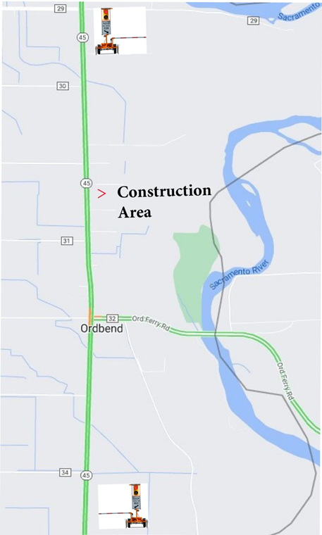 Highway 45 construction area map