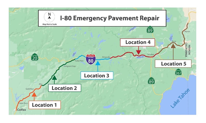 I-80 emergency pavement repair map