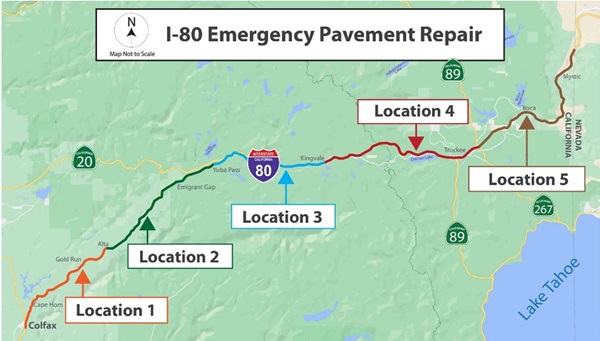 map of i80 emergency pavement repair location 
