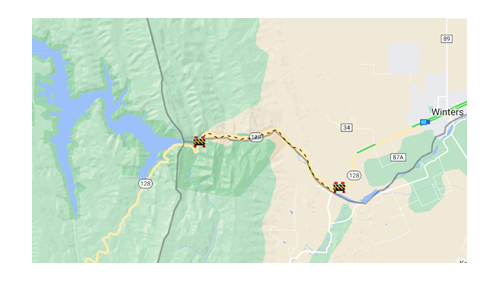 map of highway 128