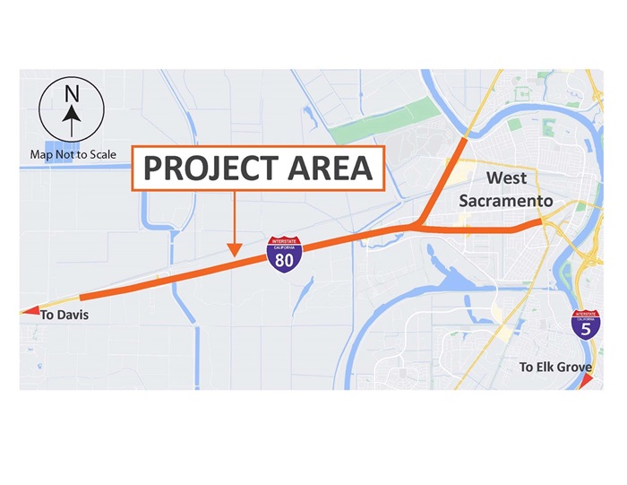 map of highway 80 of west Sacramento