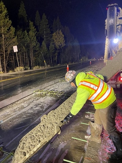 image of roadwork at night