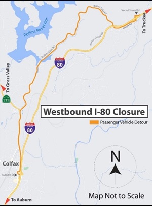 map of westbound I 80 closure