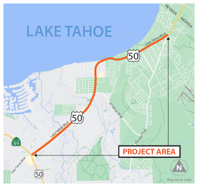 Map of Lake Tahoe project area 