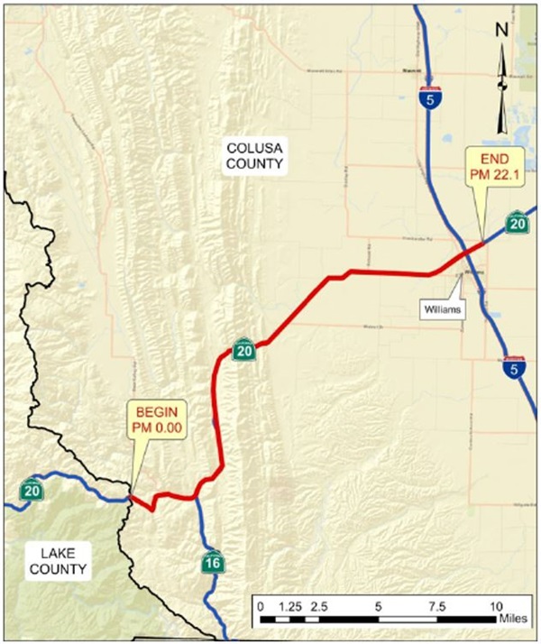 Location map for Colusa county 