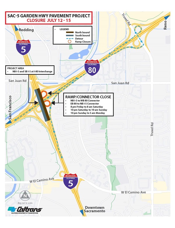 Map of i5 sac5 garden hwy pavement project 2