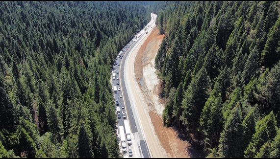 Crews clearing portions of I-80 between Monte Vista and Drum Forebay for new truck climbing lane within the eastbound direction.