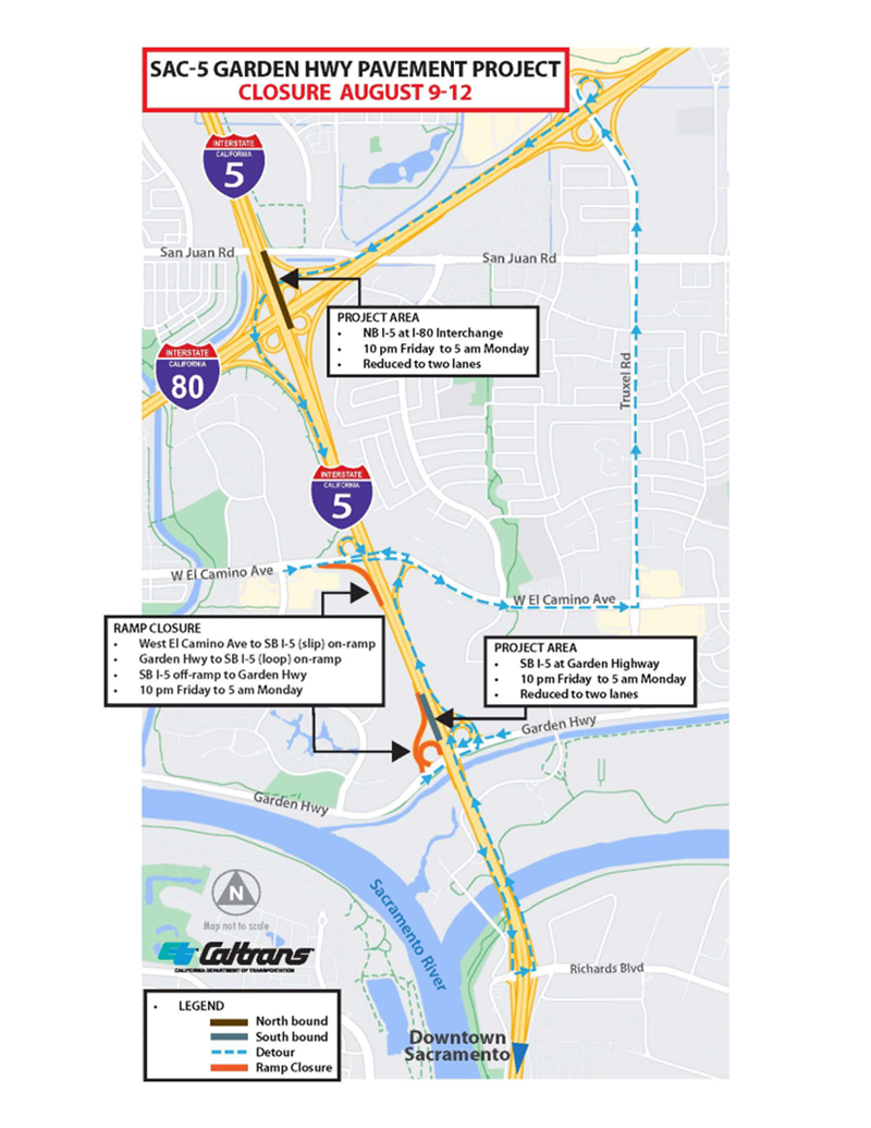 Sac 5 closure for August 9 and 12 