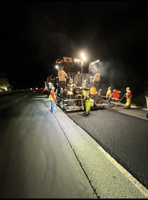 Construction crews repaving portions of State Route 20 between Grass Valley and Nevada City.