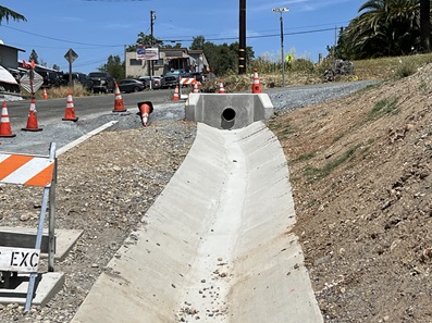 New culvert construction along State Route 49 in Auburn as part of the American Canyon Roundabout Project
