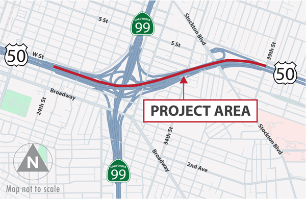 Westbound us 50 project area map
