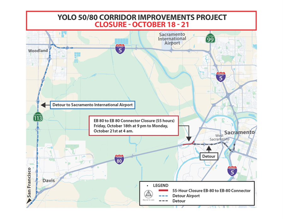 Yolo 50_80 corridor improvement project closure map oct 18_21