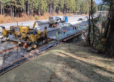 Crews finish placing new concrete along eastbound Interstate 80 near Baxter as part of a pavement rehabilitation project.