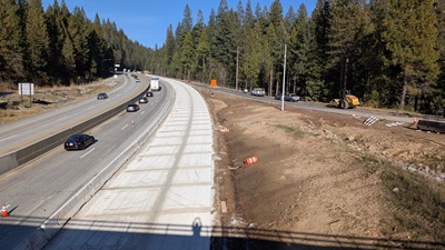 Crews finish placing new concrete along eastbound Interstate 80 near Baxter as part of a pavement rehabilitation project.