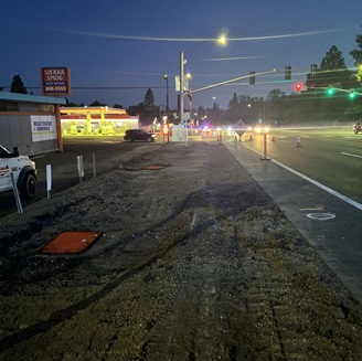 Drainage work along State Route 49 as part of the Sidewalk Gap Closer Project