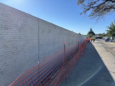 New retaining wall along State Route 49 in Auburn as part of a sidewalk gap closure project.