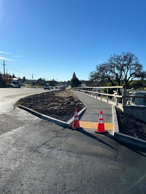 New sidewalk construction along State Route 49 in Auburn.