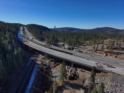 New eastbound bridge span along Interstate 80 at the junction with State Route 20.