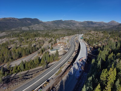 New eastbound Interstate 80 bridge span near Yuba Gap at the intersection with State Route 20.