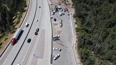 Construction crews preparing the vista point along Interstate 80 near Yuba Gap for a upgrade project.