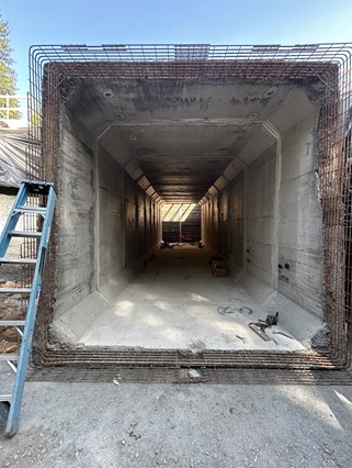 Construction crews preparing new wildlife tunnel along Interstate 80 as part of the Monte Vista Pavement Rehabilitation Project.