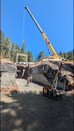 Construction crews preparing new wildlife tunnel along Interstate 80 as part of the Monte Vista Pavement Rehabilitation Project.