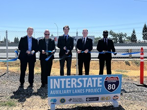 Ribbon Cutting Ceremony with PCTPA Executive Director Matt Click, Caltrans District 3 Director Sergio Aceves, U.S. Congressman Kevin Kiley, City of Rocklin Councilmember Ken Broadway and Caltrans Project Manager Selvendran Manoharan.