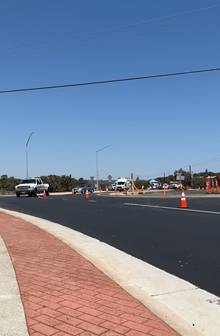 New roundabout along State Route 49 in Placer County at the intersection of Lorenson Road and Florence Lane.