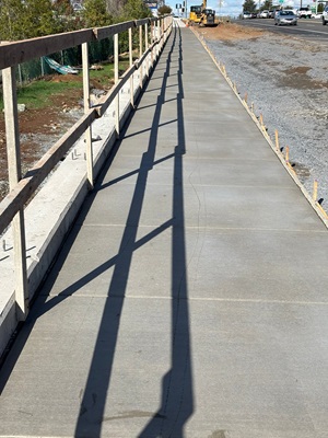 New sidewalk along State Route 49 in Auburn as part of a sidewalk gap closure project.