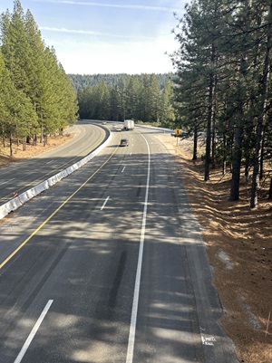 View of eastbound Interstate 80 from the Dutch Flat overcrossing, where crews will grind and overlay the entire width.