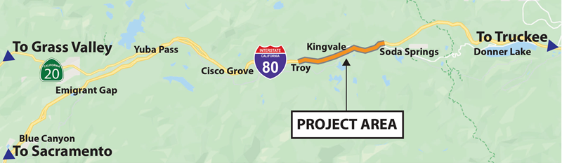 Map of Interstate 80 Improvement Project near Soda Springs
