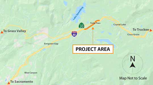 Map of Interstate 80 Improvement Project near Yuba Pass