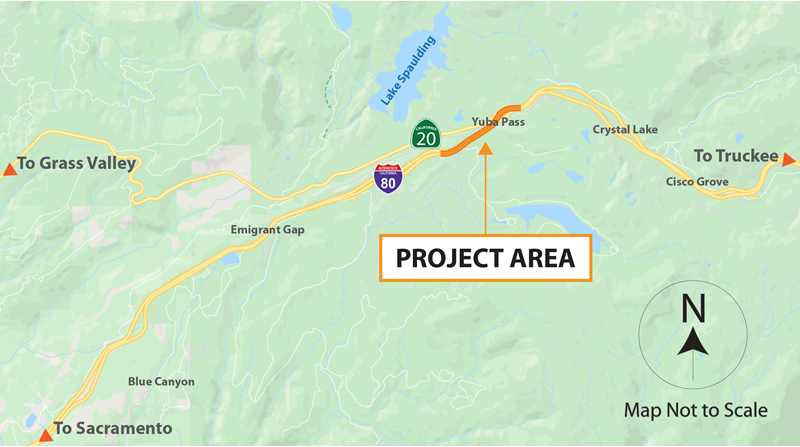 Map of Interstate 80 Improvement Project near Yuba Pass