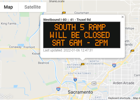 Map of Closure on Westbound Interstate 80 Connector Ramp to Interstate 5