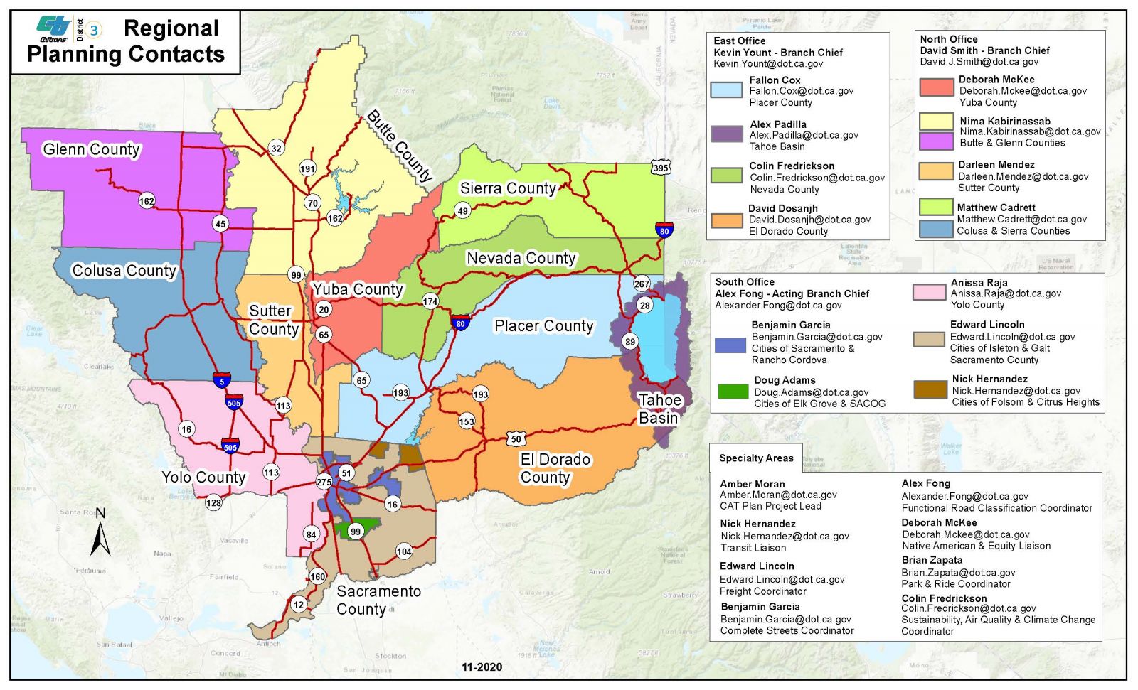 D3 Map of counties with Regional Planning contacts.