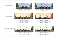 An illustrated comparison of the existing roadway cross section, the proposed roadway configuration during normal traffic, and an evacuation traffic scenario.  Two segments of State Route 49 are shown to illustrate the addition of a center two way left turn lane and widened shoulders.