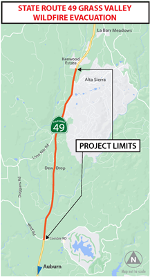 Map of Interstate 80 Improvement Project near Yuba Pass
