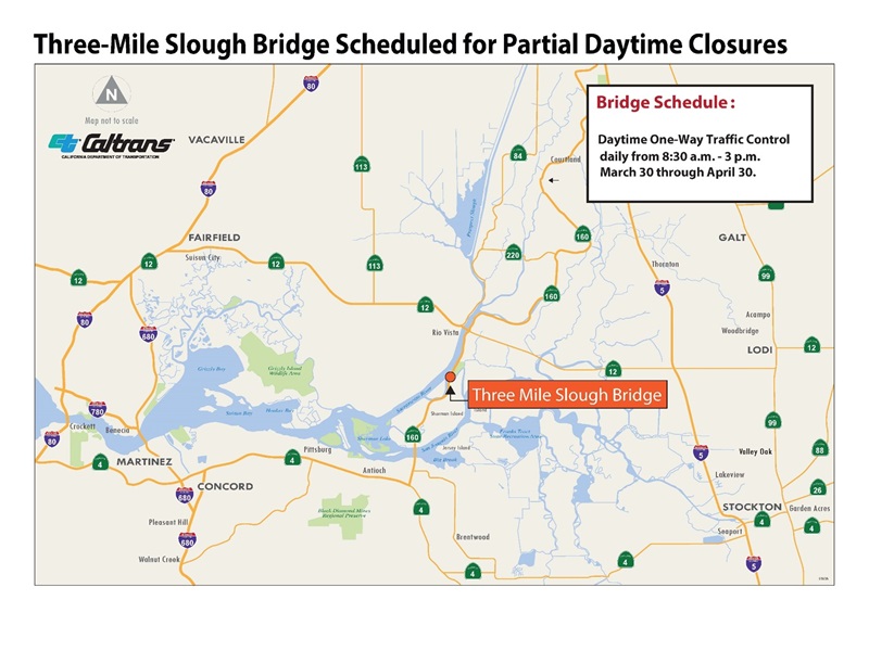 Three Mile Slough Bridge map
